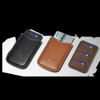 Porte-carte SD et carte de crédit en cuir noir
