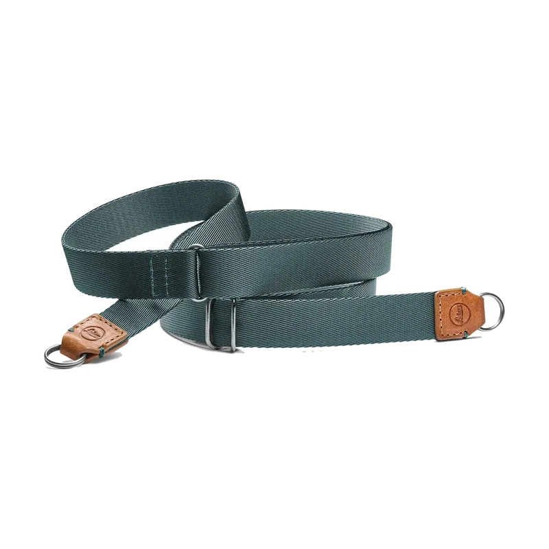 Strap Leica tissu et cuir pétrole/cognac