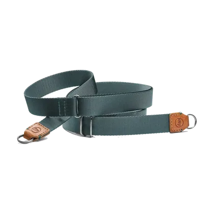 Strap Leica tissu et cuir pétrole/cognac
