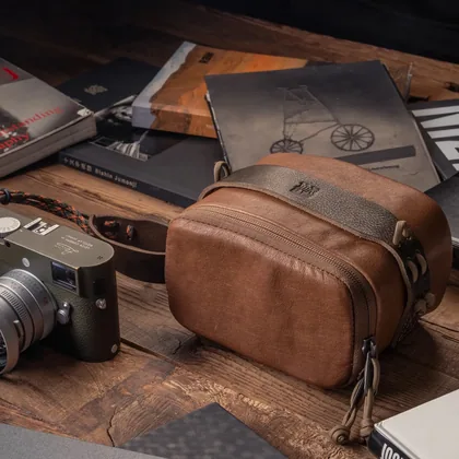 Camera Pouch L Cuir Marron