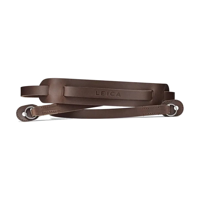 Courroie avec patte d’épaule, cuir, marron foncé