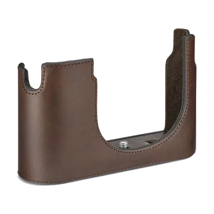 Demi-étuit Protecteur Q3, en cuir marron foncé